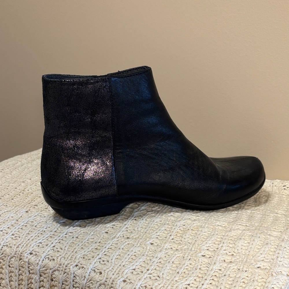 Dansko Black Metallic Ankle Boots